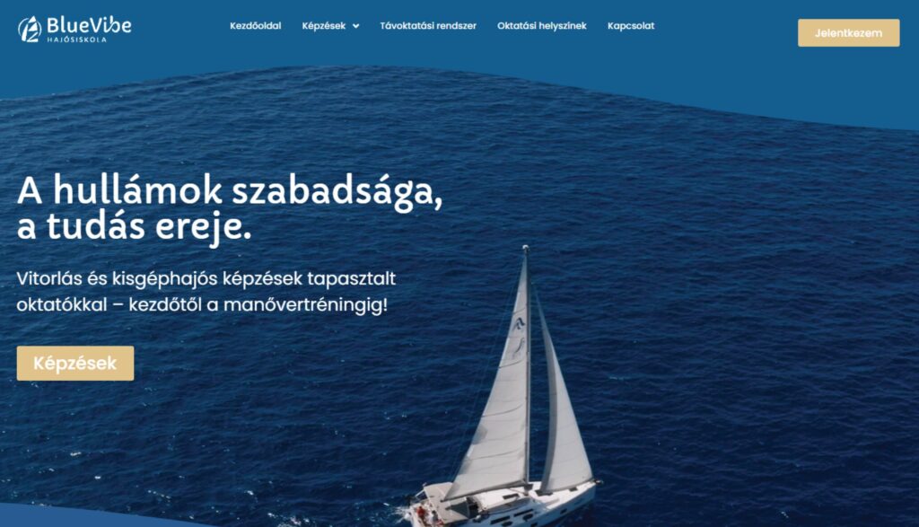 Weboldal hajós képzésekkel foglalkozó vállalkozásnak.